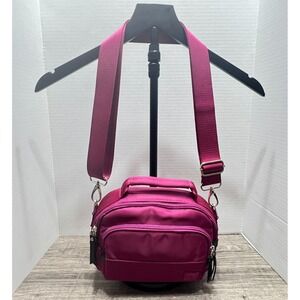 IHKWIP Crossbody Small Nylon Travel Organizer Fuchsia Adjustable Strap